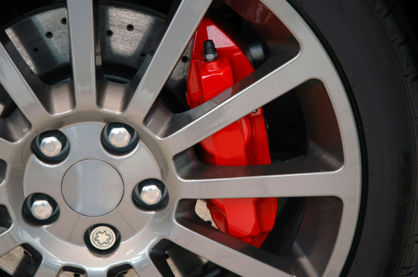 Alloy Wheel With A Red Brake Caliper